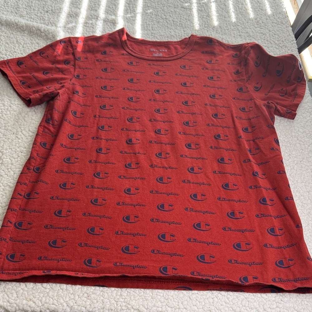 Champion Maroon All-Over Logo Tee